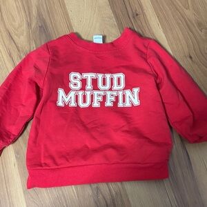 Valentine’s Day Red Kids Sweatshirt with 'Stud Muffin' Print